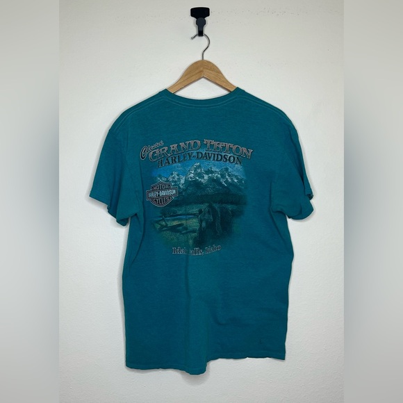 Harley Davidson LARGE “Grand Teton” Idaho Falls Idaho Vintage Moto T Shirt - Picture 2 of 10
